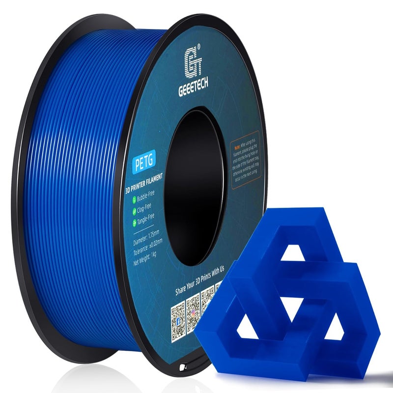 Geeetech PETG Filament 1.75mm, 1 KG (2.2lbs) Spool 3D Printer Filament, High-Toughness, ±0.02mm Accuracy, Neatly Wound & Moistureproof, Non-Clogging Non-Stringing, Fits Most FDM Printers, Blue - Image 1